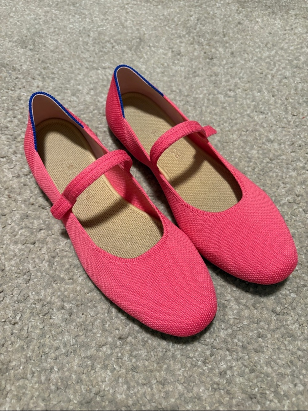 Rothy's Coral Pink Mary Jane Flats with Elastic Strap